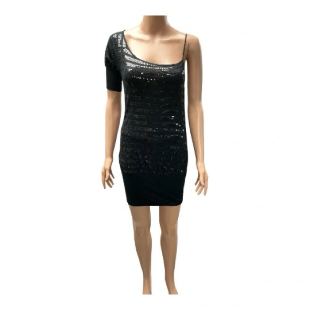 Passport - EC - Chic One Shoulder Black Sequin Dress